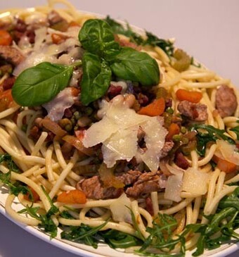 Bucatini alle paesana con rucola (Boerse Bucatini met rucola)