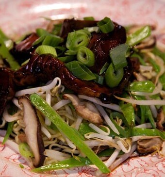 Fluwelen ketjapkip met noedels