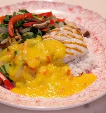 Gegrilde kabeljauw met mangosaus