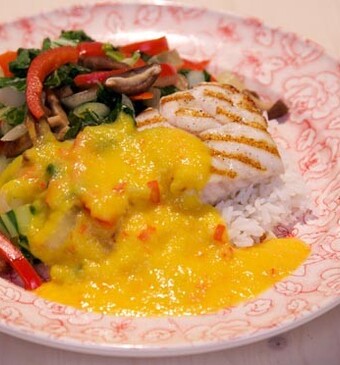 Gegrilde kabeljauw met mangosaus