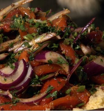 Chermoula-couscous met geroosterde paprika’s