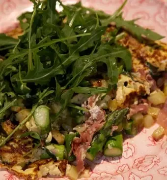 Asperge-omelet met parmaham