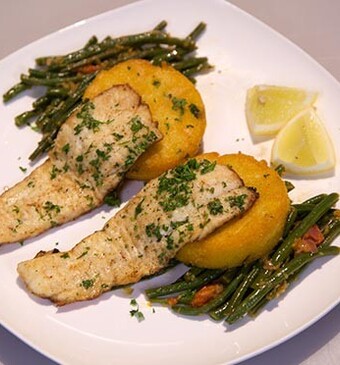 Filetto di platessa con polenta fritta (Scholfilet met gebakken polenta)