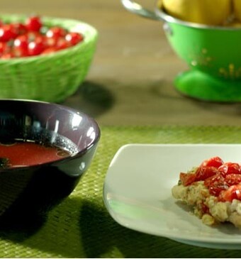 Watermeloen-muntsoep en fetaquiche