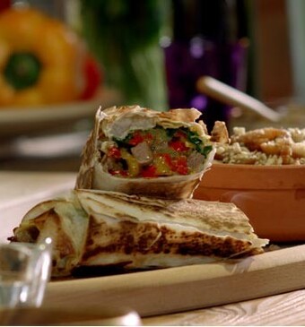 Ossenhaas-paprikawrap met abrikozenyoghurt