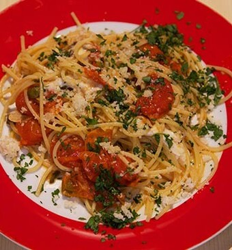 Spaghetti met cherrytomaatjes en knoflook