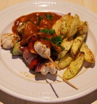 Sjaslieks met friet uit de oven