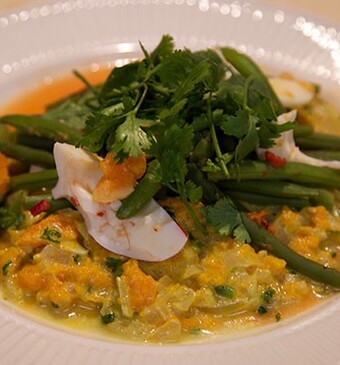 Sambalboontjes met zoete aardappel-kokoscrème