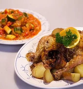Gevulde maïskip (met ratatouille en roseval aardappels
