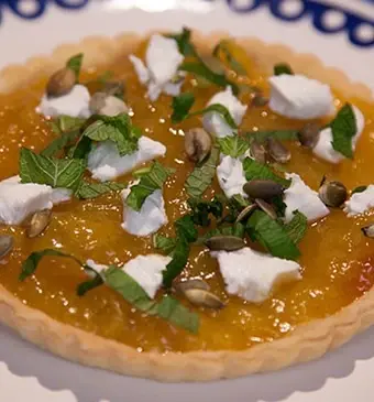 Pompoentaartjes met geitenkaas