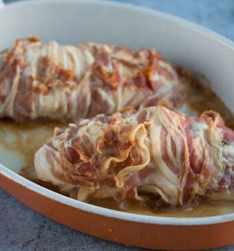 Perfecte kipfilet met gorgonzola en spek