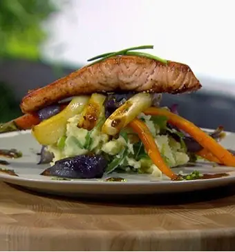 Pastinaak met puree en zalm
