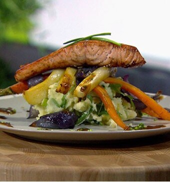 Pastinaak met puree en zalm