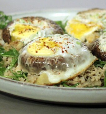 Gevulde portobella met wilde rijst