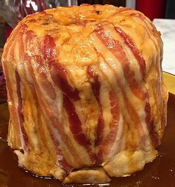 Poffert met appel en spek