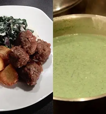 Spinazie à la crème met gehaktballen & spinaziemaaltijdsoep