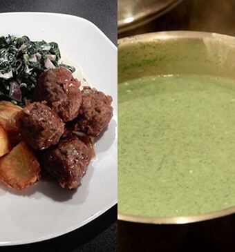 Spinazie à la crème met gehaktballen & spinaziemaaltijdsoep