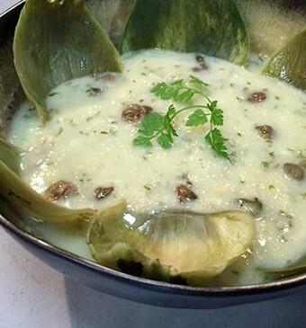 Artisjokkensoep met kappertjes