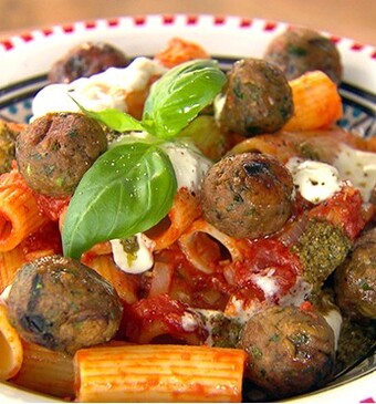 Vesuvio sul piatto (aubergineballen met tomatensaus)