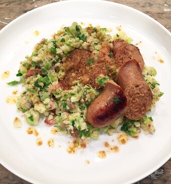 Stamppot spruitjes met verse worst