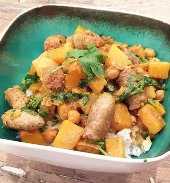 Pompoencurry met kikkererwten