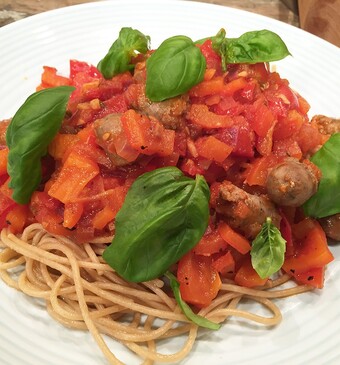 Pasta met lamsworstjes