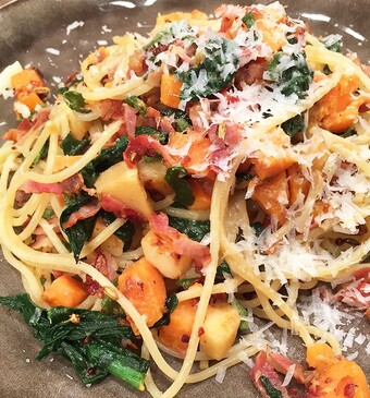 Pasta met zoete aardappels