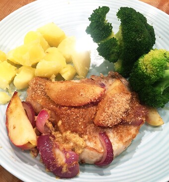 Karbonades met appel en mosterd