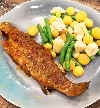 Spicy gepaneerde forel