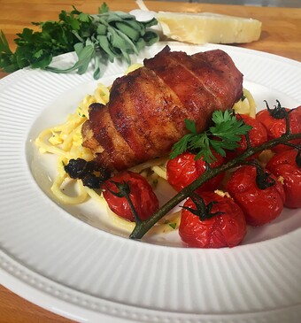 Saltimbocca spaghetti carbonara