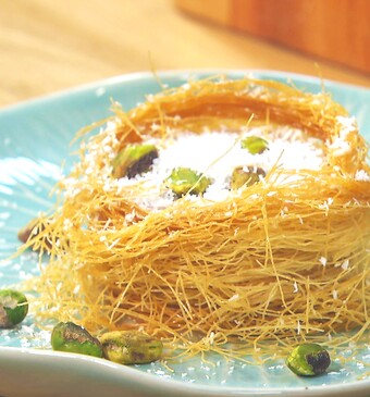 Meghli (rijstpudding) in Kataifi