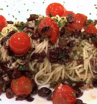 Spaghetti met gebakken kerstomaten
