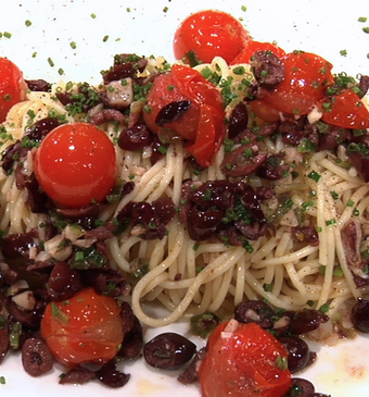Spaghetti met gebakken kerstomaten