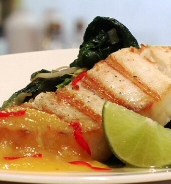 Botervis met mangosaus