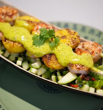 Gamba-mangospies met Vietnamese salade