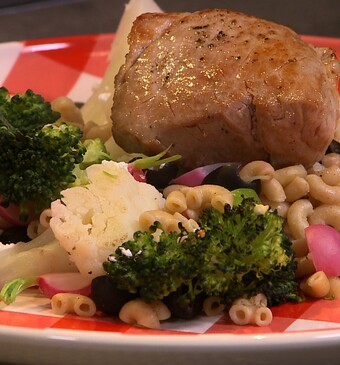 Bloemkool broccoli pasta met filetlapje