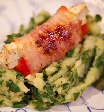 Tofink met aardappel-knolselderijstamppot