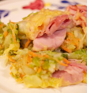 Hollandse stamppot ovenschotel met achterham