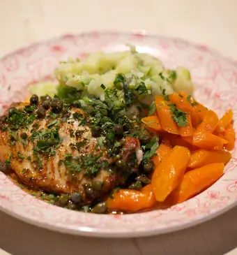 Scholfilet met frisse botersaus en slastamppot