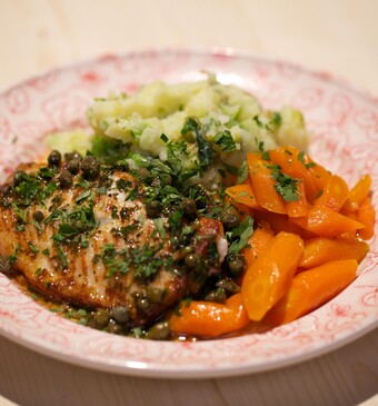 Scholfilet met frisse botersaus en slastamppot