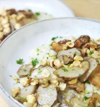 Winterse risotto met knapperige aardpeer