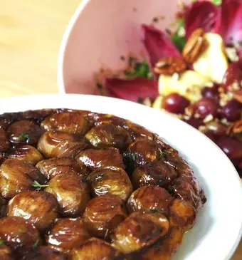 Tarte tatin van gekarameliseerde sjalot