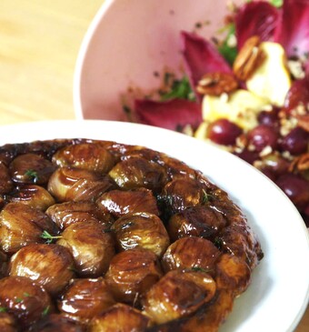 Tarte tatin van gekarameliseerde sjalot