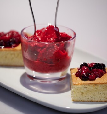 Witte brownies met snelle sorbet (Argentinië)