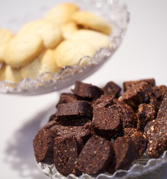 Tahinakoekjes & Arabische noga: chocoladevijgennoga en vijgenamandelnoga