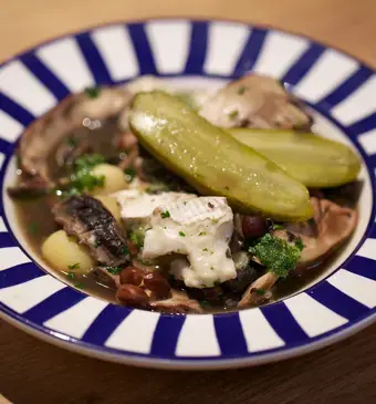Kapucijners met portobello’s en geitenkaas