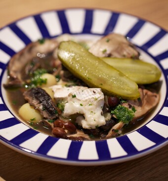 Kapucijners met portobello’s en geitenkaas
