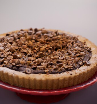 Hazelnoot-karameltaart