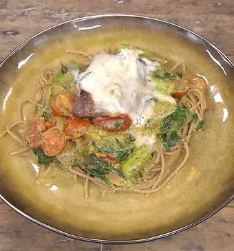 Pasta biefstuk en spinazie