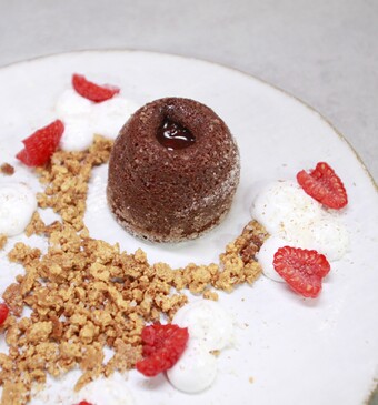 Moelleux au chocolate met frambozen